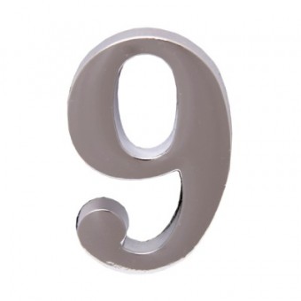 Цифра дверная АЛЛЮР "9" на клеевой основе  хром (600,20)